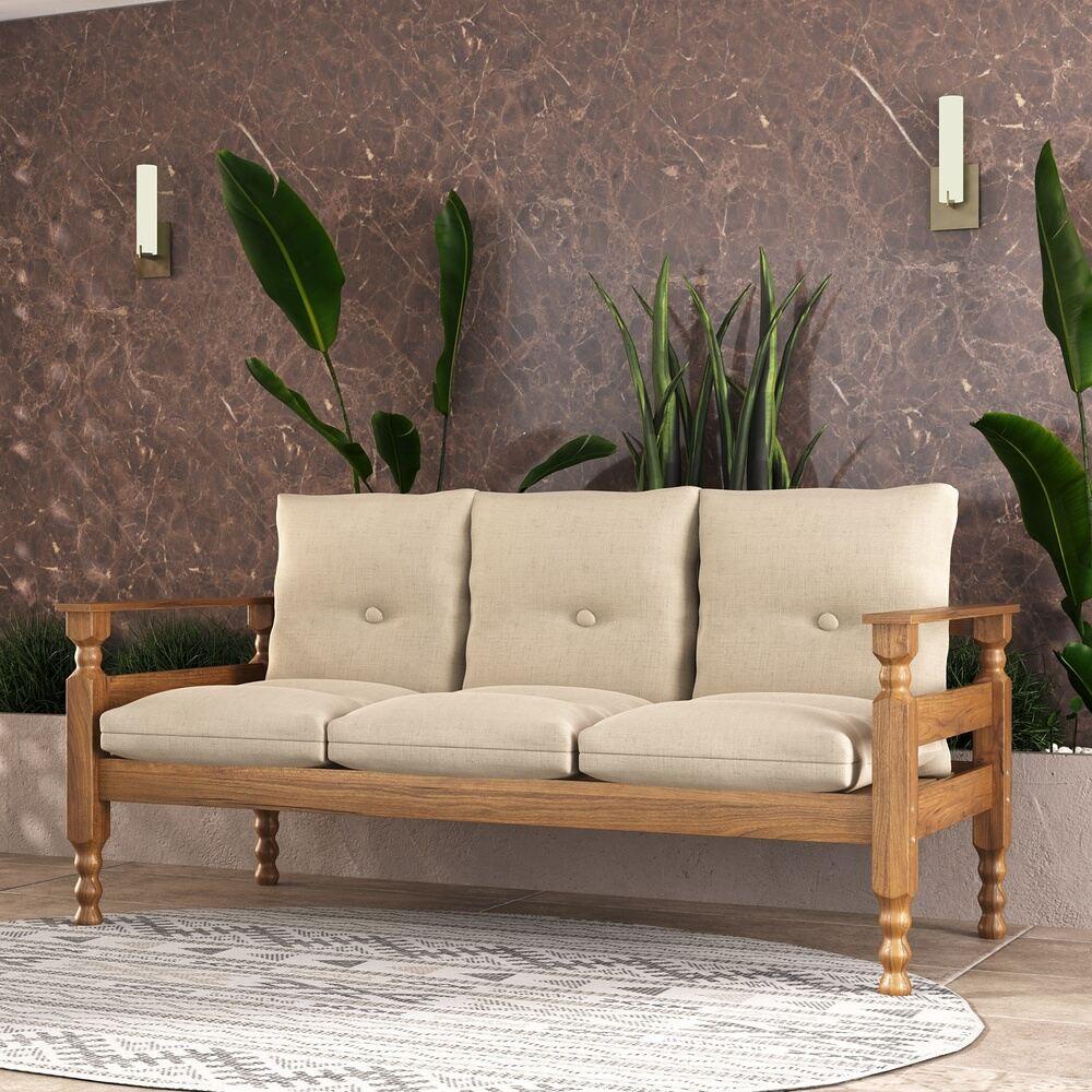 Sofá 3 Lugares Madeira Maciça Liz Multimóveis CR7000.T62 Imbuia/Bege em Oferta na Shopee
