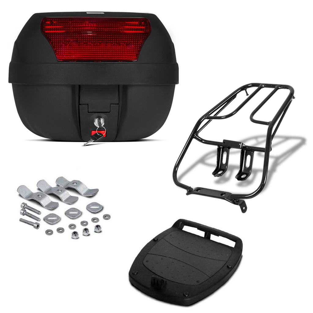Baú 28 Litros Pro Tork + Bagageiro Titan 2000 Ks/E em Oferta na Shopee