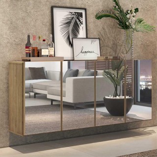 Aparador Buffet 4 Portas c/ Espelho Suspenso Vegas Multimóveis Rustic em Oferta na Shopee