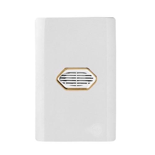 CJ TOMADA CAMPAINHA CIGARRA BIVOLT ( SOM ) 4X2 - NOVARA BRANCO GOLD
