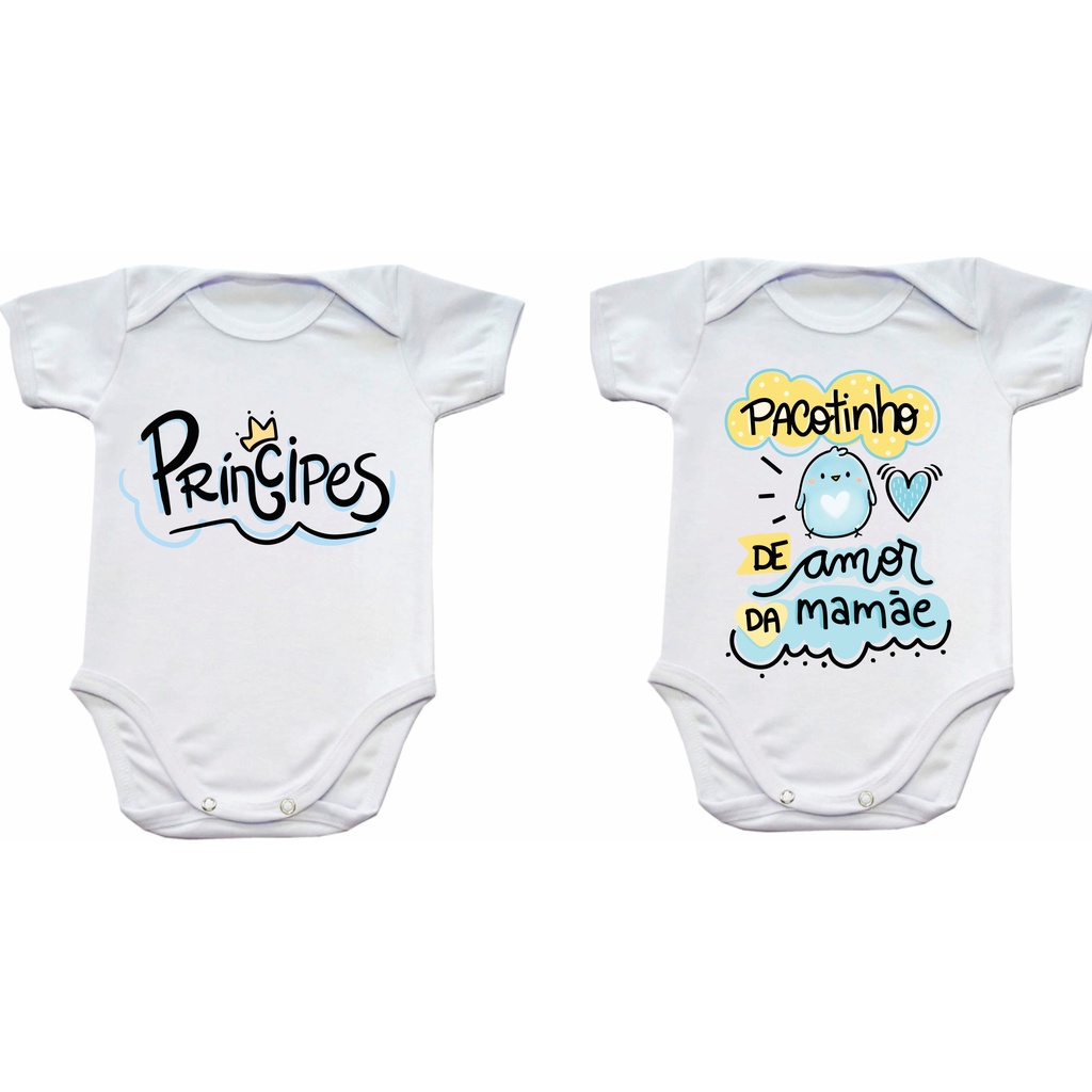 Kit 2 Bory Bodies T-shirt  Menino/Menina Principe e Pacotinho