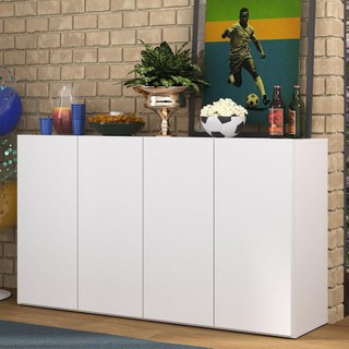 Aparador Buffet 4 portas Alemanha Multimóveis BR3555 Branco em Oferta na Shopee