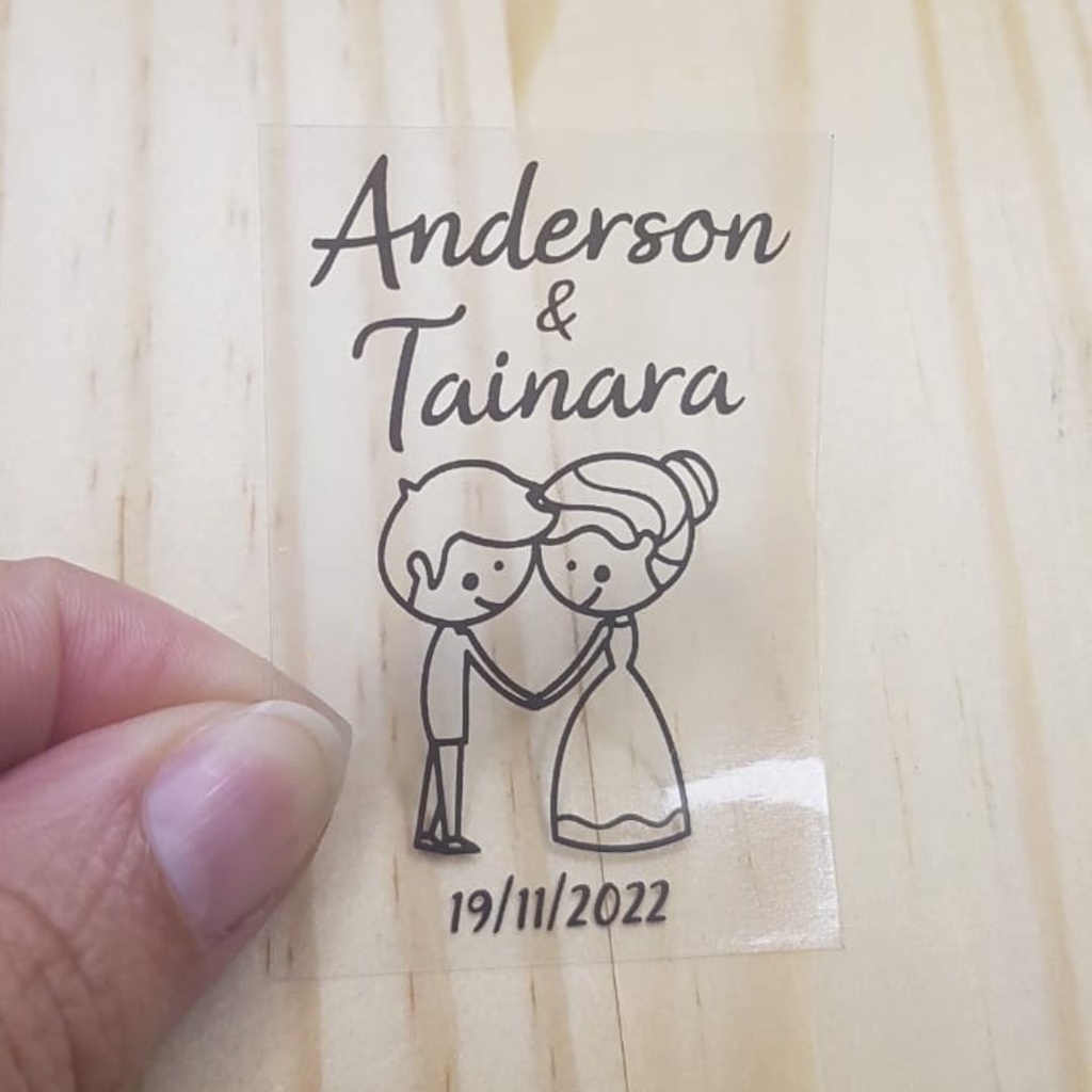 Adesivo para Casamento, Taça, Copos, Caixas, Festas, Lembrancinha Personalizado - 4x6cm - Mod.2