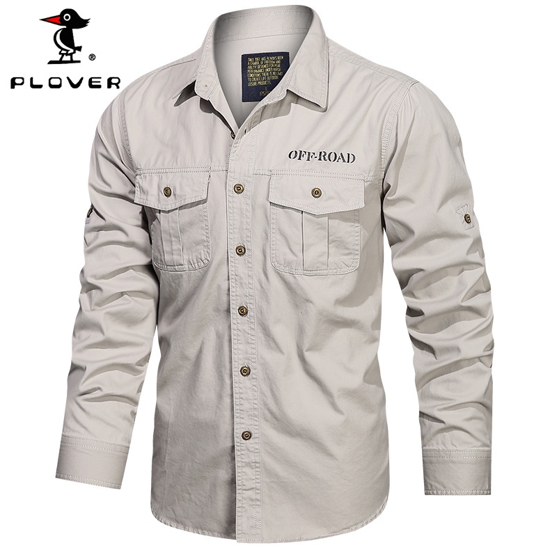 PLOVER [Camisa Social Masculina Vestimenta Formal De Manga Comprida Militar  Respirável Uniforme - Corre Que Ta Baratinho