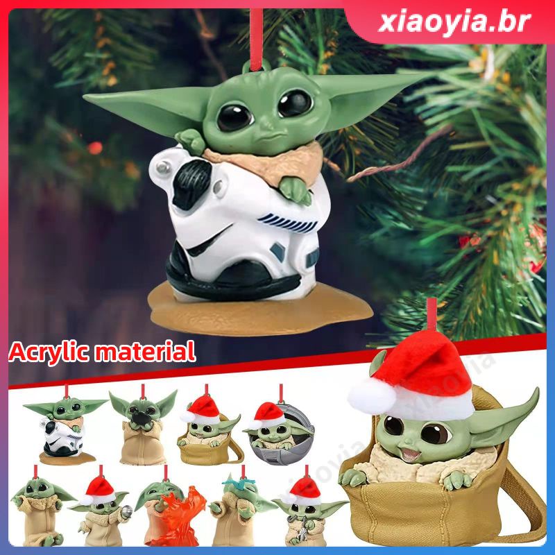 Disney Yoda Pingente Árvore De Natal Decoração Plana Enfeite Boneco Fofo Casa Crianças Presente De Ano Novo Navidad