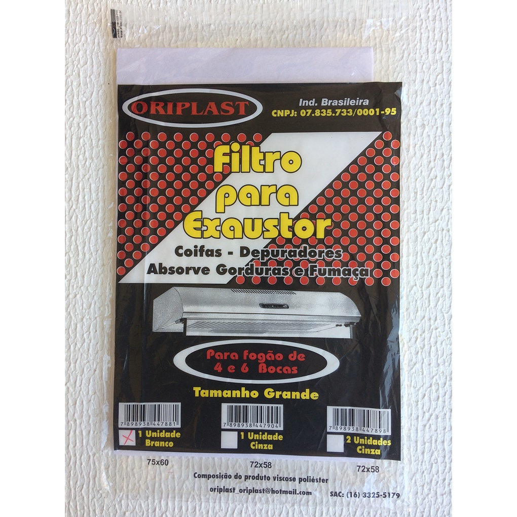 FILTRO / MANTA PARA EXAUSTOR / COIFA KIT C/2 UNIDADES BRANCO
