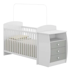 Berço Cômoda para Colchão 60 x 130 cm Rafael Multimóveis Branco/Cinza