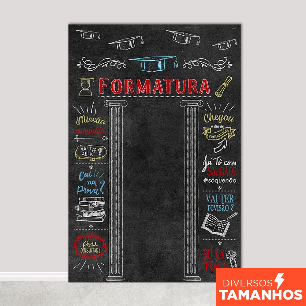 Fundo Fotográfico Formatura Lousa Chalkboard Painel Em Tecido Sublimado - FFB-483 em Oferta na Shopee