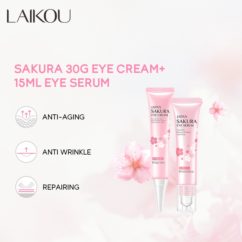 LAIKOU Creme De Olhos Sakura Olho De Panda Olheiras Antipulfiess 2pçs