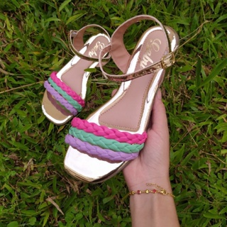 Sandália Rasteira Juvenil Infantil 3 Tranças Coloridas Moda Feminina Loja da Fábrica em Oferta na Shopee