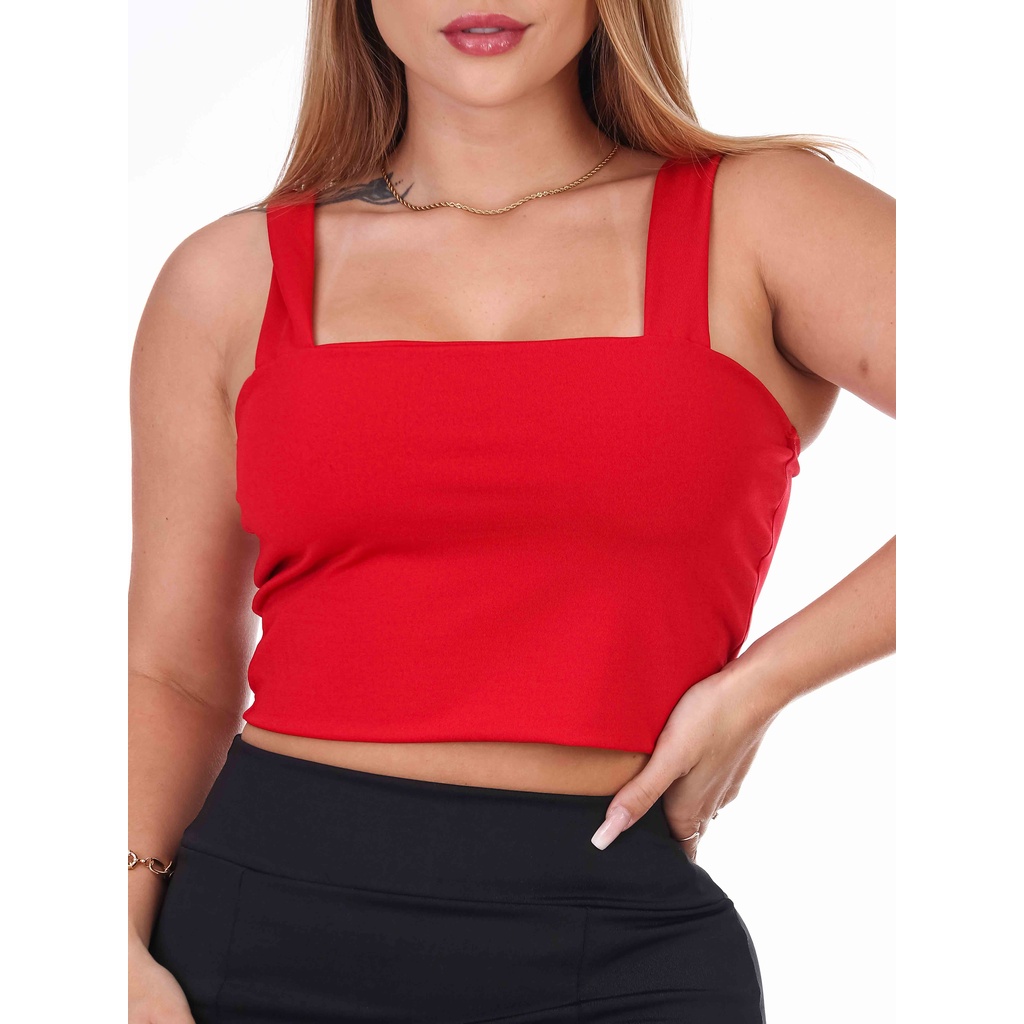 Cropped Alça Grossa Suplex Vermelho em Oferta na Shopee