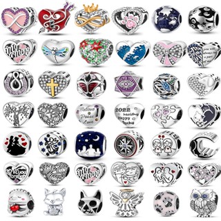 925 Prata Esterlina Coração Circular Animal Miçanga Original Charme Pulseira Para Mulheres Faça Você Mesmo Moda 925 Confecção De Joias