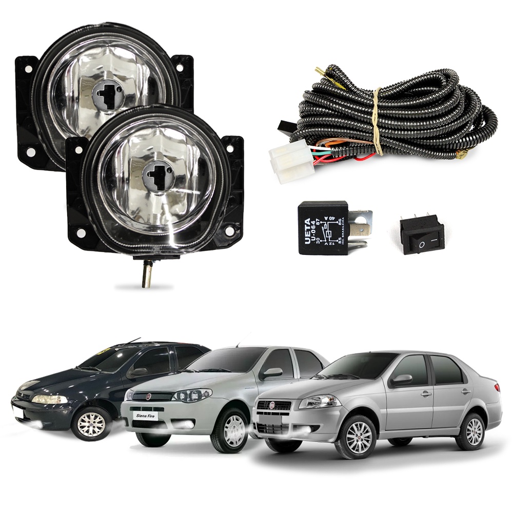Kit Farol de Milha Siena G2 G3 G4 2001 a 2012 Farol Auxiliar de Carro Lente Vidro Neblina Automotivo