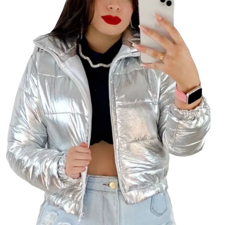 Jaqueta com Capuz New Era CROPPED PUFFER - Feminina em Promoção