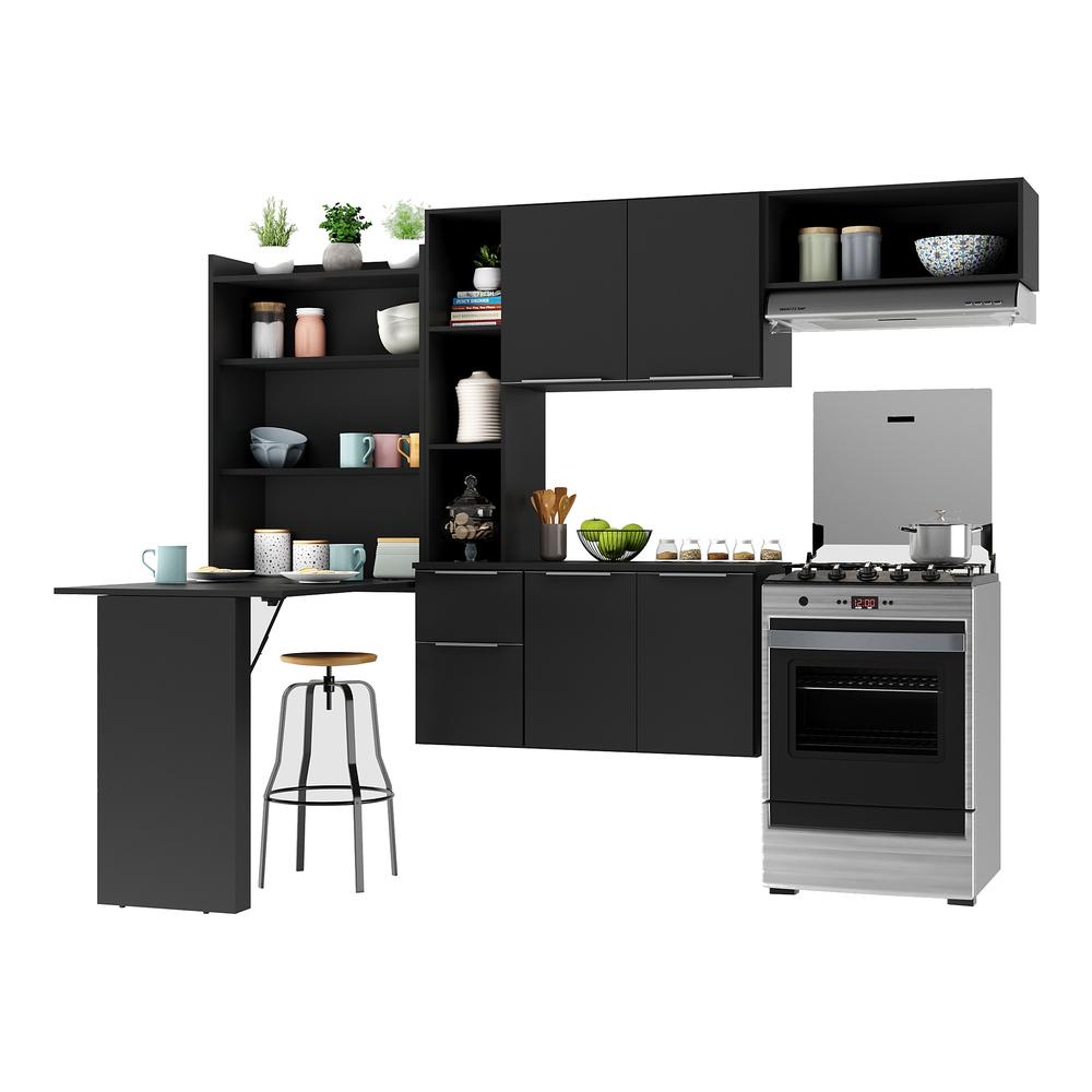 Cozinha Compacta Multimóveis Sofia FG2007 com Mesa Dobrável Preta em Oferta na Shopee