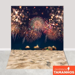Fundo Fotográfico Ano Novo Fogos de Artifícios Em Tecido FNT-570