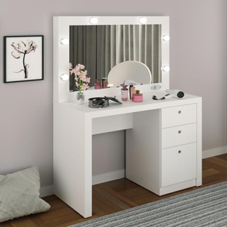Penteadeira com Espelho 3 Gavetas Multimóveis CR35023 Branca em Oferta na Shopee