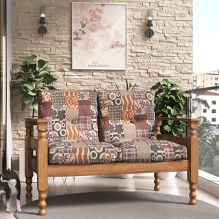 Namoradeira 2 Lugares Madeira Maciça Liz Multimóveis CR7002.T66 Imbuia/Floral em Oferta na Shopee