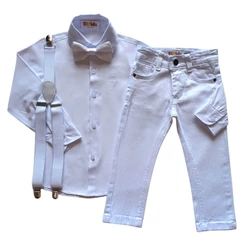 Conjunto Social Menino - Branco - Batizado Casamento Pajem