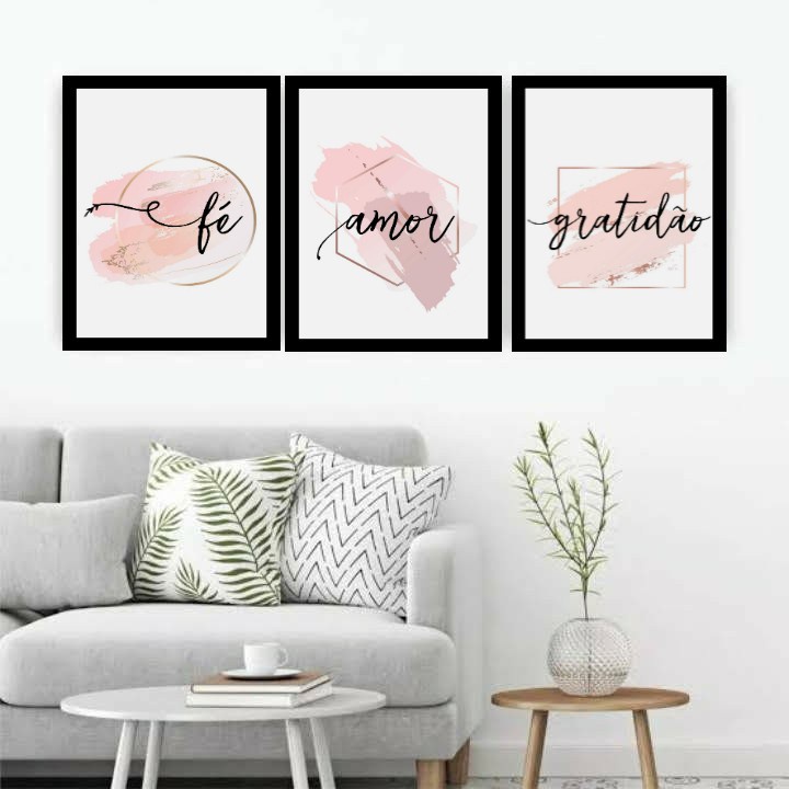 Conjunto Quadro Decorativo Fé Amor e Gratidão Todo Evangélico Kit Decorativo Decoração Quarto Sala PVC Alta Resolução Para Escritório Decoração Quadros Decorativos Decoração para Casa Quadro de Parede Quadro Quadro de Frases Motivacional e Versículos