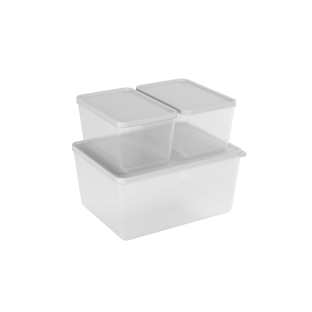Conjunto de Potes com Tampa Coza Basic 2 de 600 ml e 1 de 2,2 L 3 Peças Natural - Home & Living