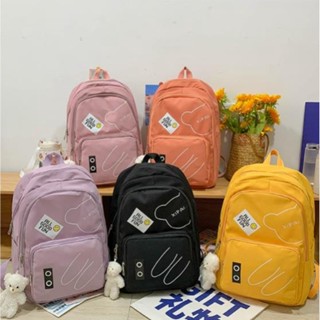 Mochila feminina grande Nylon impermeável escolar faculdade Com Pingente ursinho