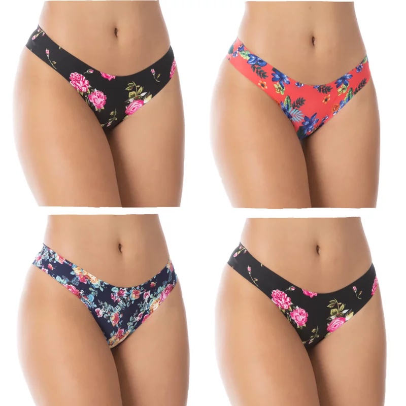 Kit 3 Calcinha Tanga ou Fio Sem Costura Corte a Laser Não Marca Estampada Conforto Feminina
