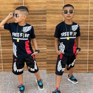 Conjunto Infantil Fã Free Fire Angelical 2 Peças Camiseta + Bermuda