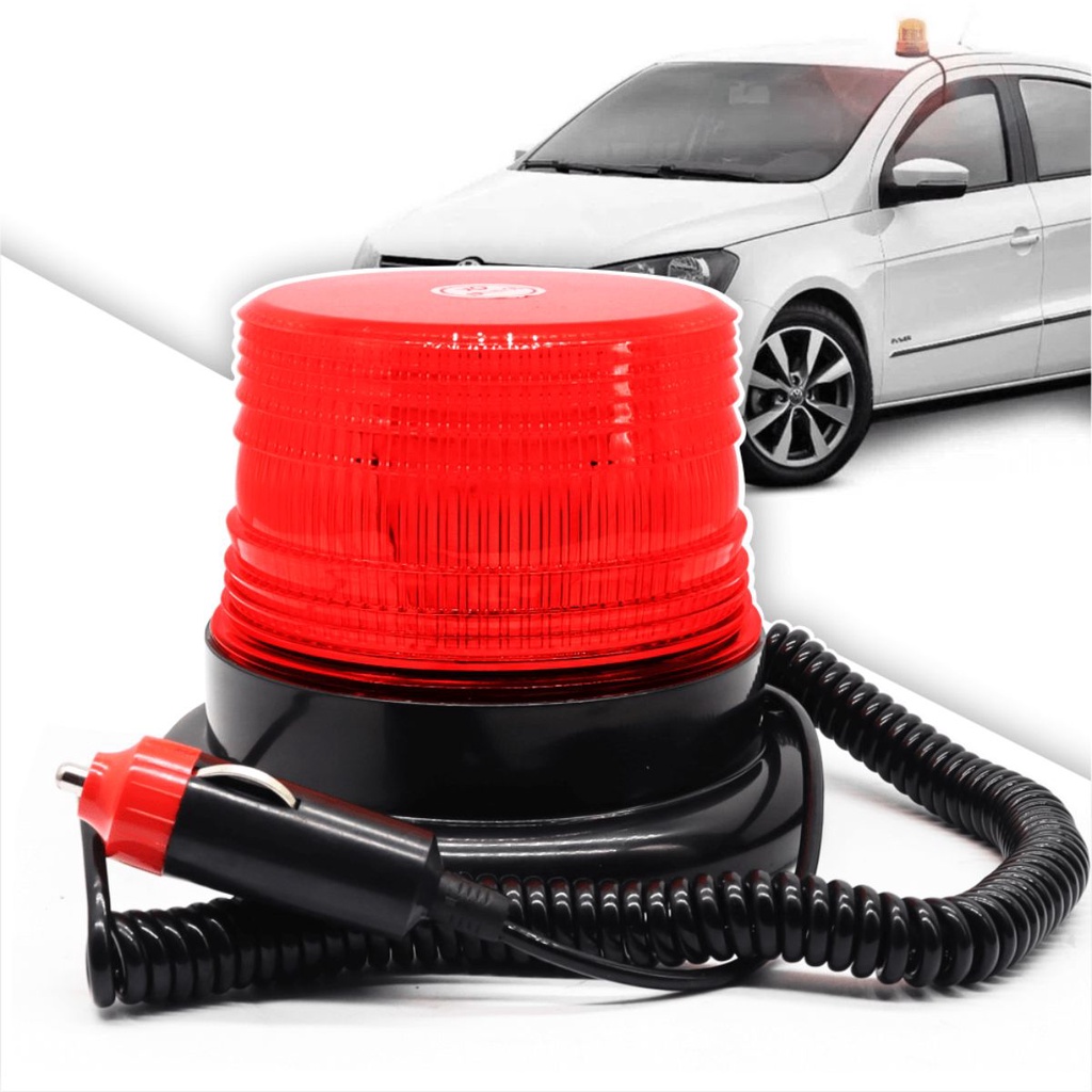 Giroflex Giroled Com Imã Vermelho Super Led 12 Volts Efeito Pisca