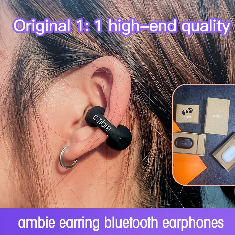 Ambie Mesmo Estilo Osso Condução Brinco Verdadeiro Sem Fio Bluetooth Fones De Ouvido Clipe Fone TWS Esportes Para Celular