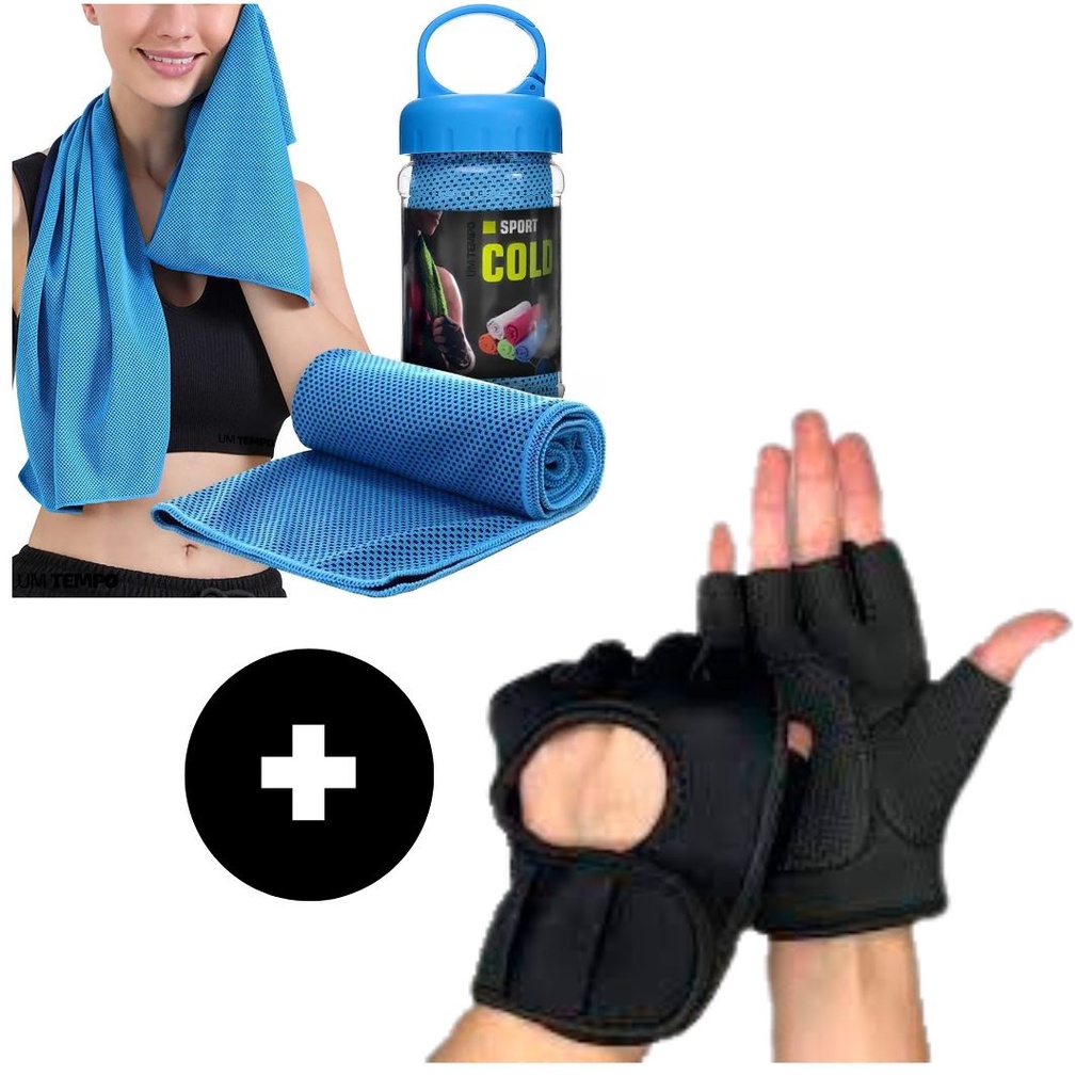 Kit com Toalha Treino Refresca E Gela Crossfit Academia Pilates + Par ...