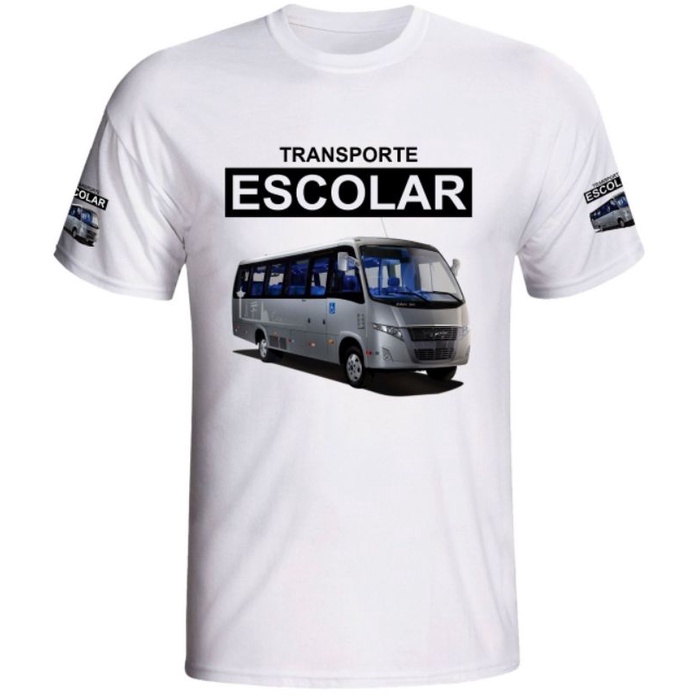 camiseta transporte escolar microônibus personalizada com seu nome estampada