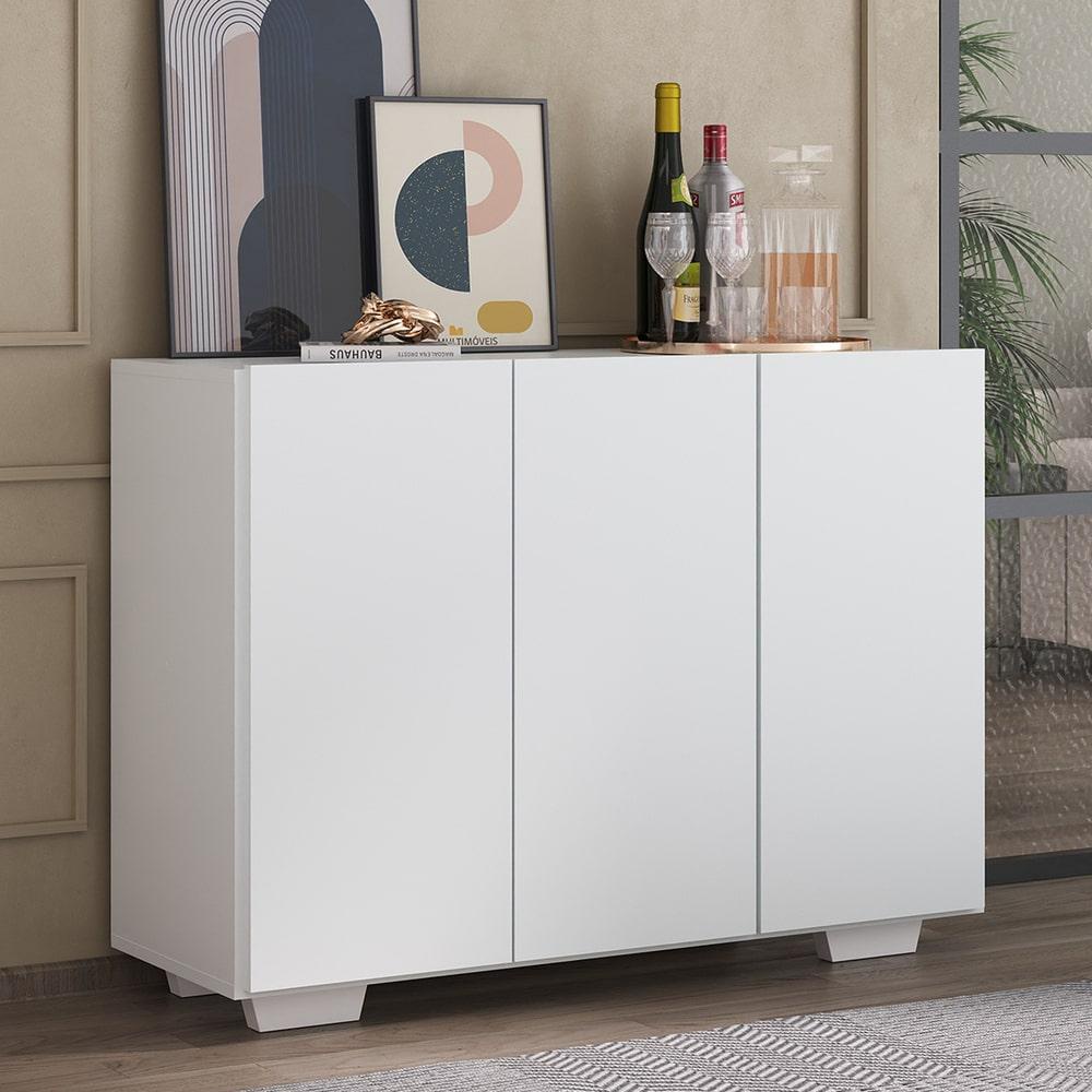 Aparador Buffet 3 Portas com Pés Quadrados Veneza Multimóveis MP1010 Branco em Oferta na Shopee