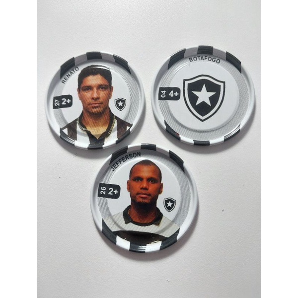 03 Tazos Original de Metal Renato / Jefferson / Botafogo Panini Brasileiro 2012 Flipix Metalix