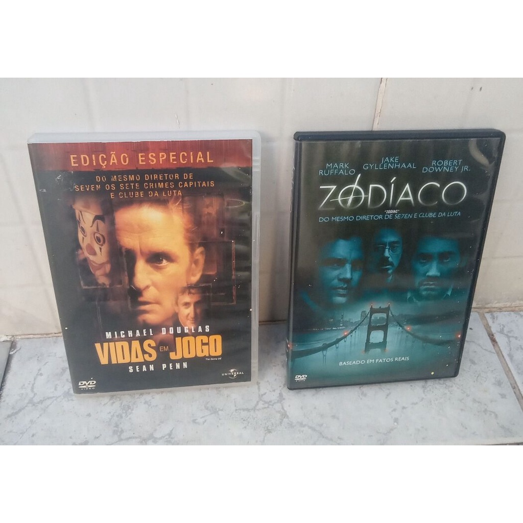 3 DVDs David Fincher - Vidas Em Jogo - Zodiaco - Clube da Luta - filmes de com Brad Pitt Michael Douglas Sean Penn Robert Downey Jr.