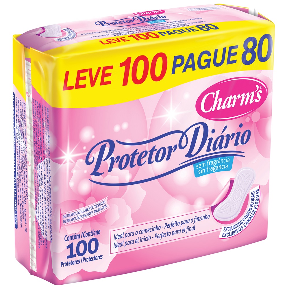 Protetor para uso Diário Feminino com gel absorvente - Charms em Oferta na Shopee