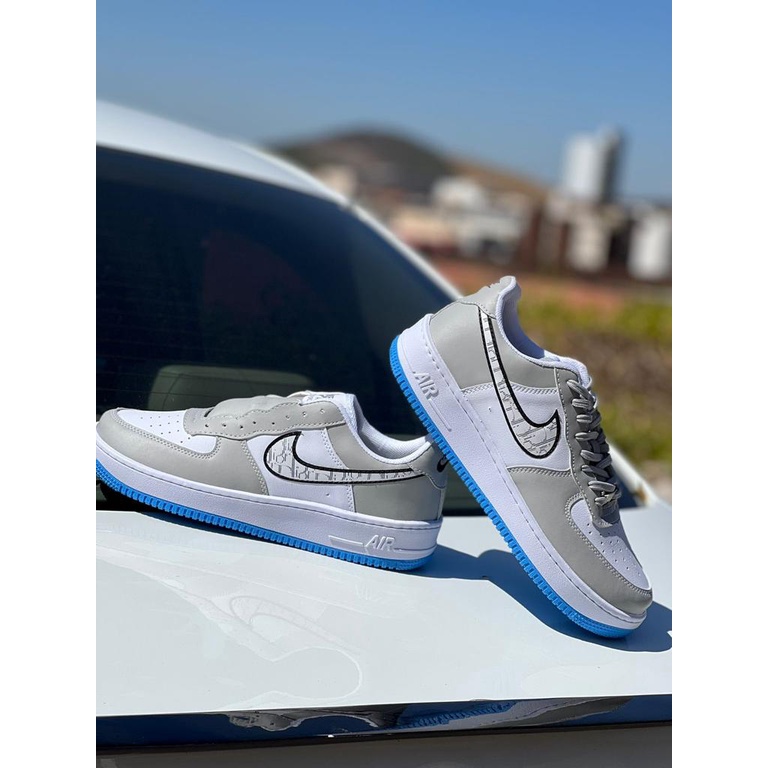 Nike Air Force Branco c/Cinza Sola Azul