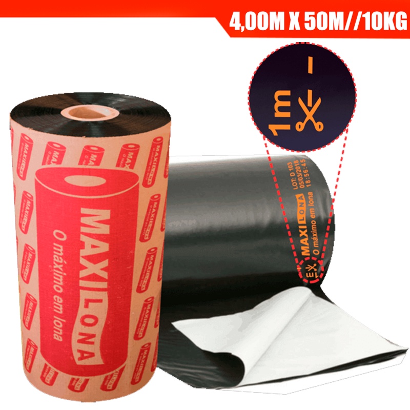 Lona Plástica Polietileno Preta - 4m X 60m 10KG 100 Micras Resistente Para Construção Reformas