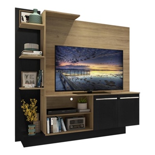 Estante para TV até 55" Multimóveis Denver FG2473 Rustic/Preta em Oferta na Shopee
