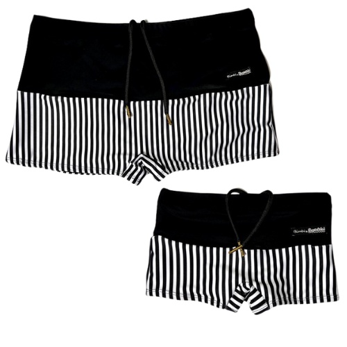 Kit Tal Pai, Tal Filho Sunga Boxer  Preto  Listra