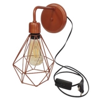 Luminária de Parede Vintage com Interruptor - Abajur de Parede Diamante Industrial - Arandela Retrô em Oferta na Shopee