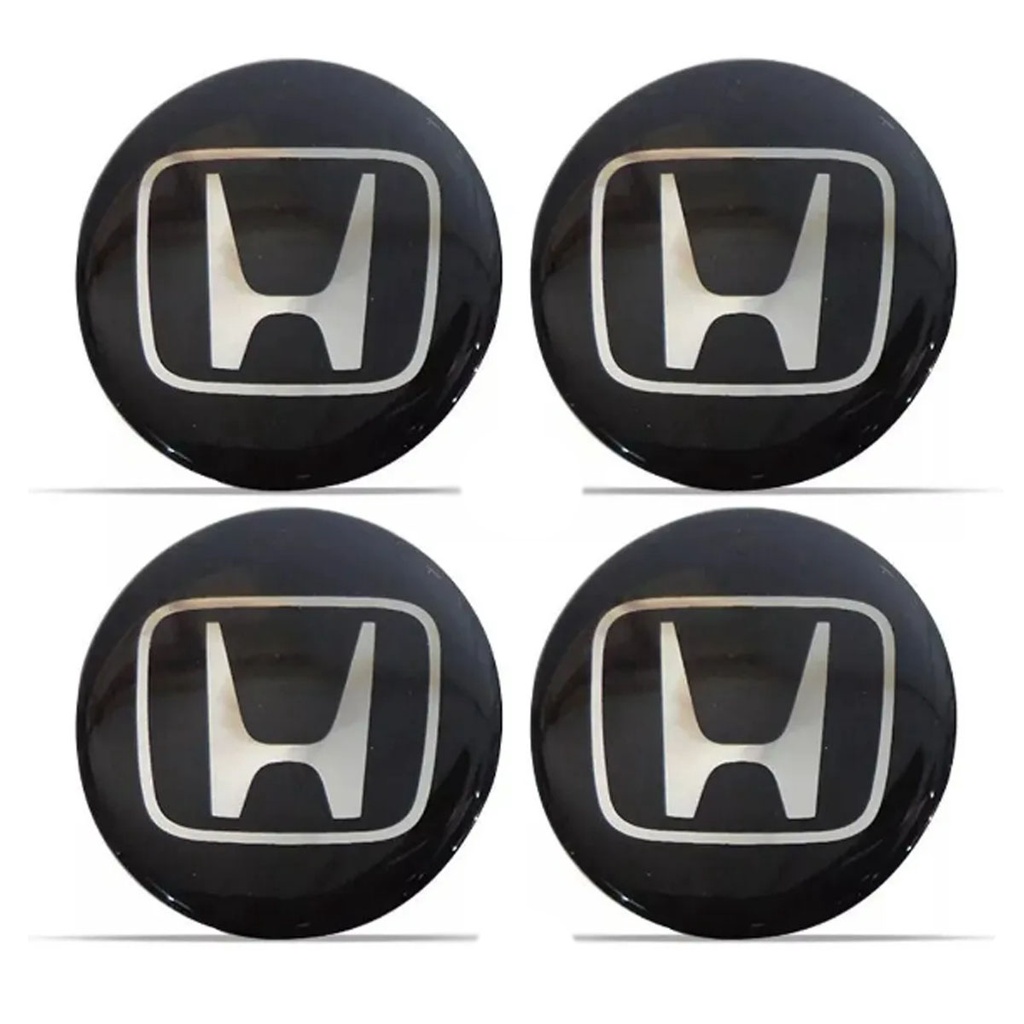EMBLEMA CALOTA RESINADO HONDA PRETO 48MM 4 UNIDADES