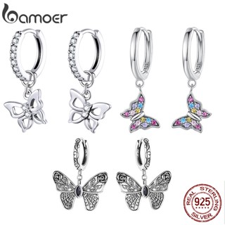 Bamoer 925 Série Borboleta Prata Brincos Colorido Cravo Para Mulheres Joalheria Da Moda