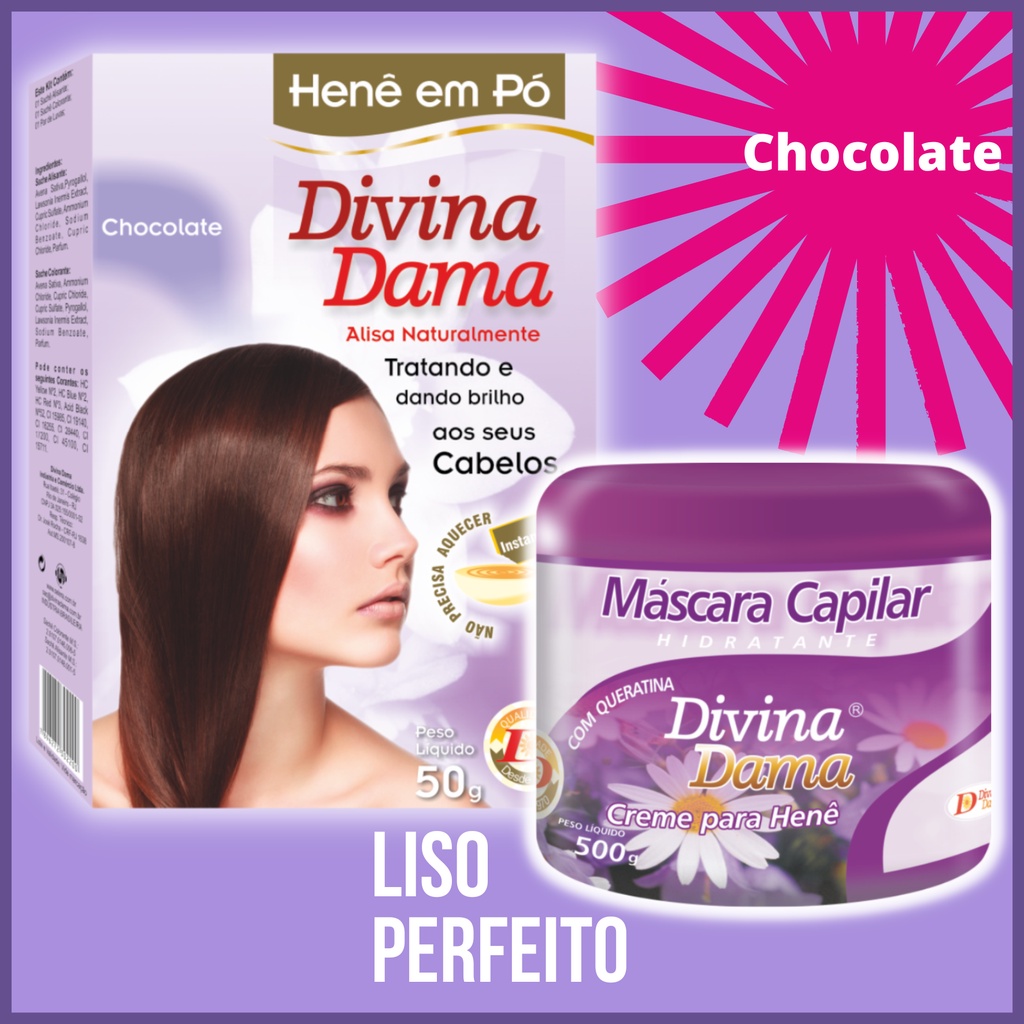 Henê em Pó Divina Dama CHOCOLATE 50gr + Creme Ativador 500gr