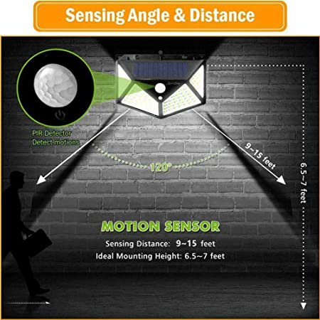 Kit C/5 Luminária Solar 100 Leds Com Sensor Presença Movimento Fotocélula Sem Fio à Prova D' Água