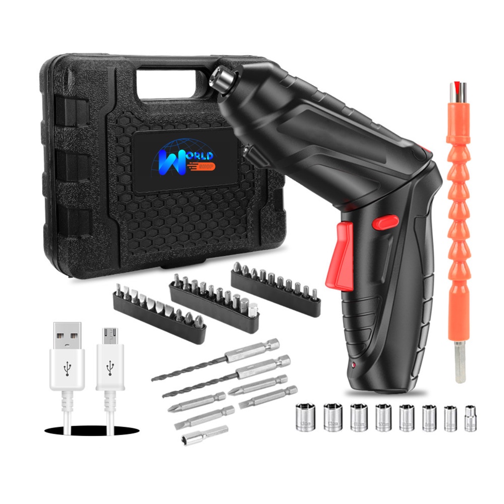 kit Parafusadeira/furadeira 45 Pçs À Bateria Carregador Usb (Dupla posição) Oferta especial