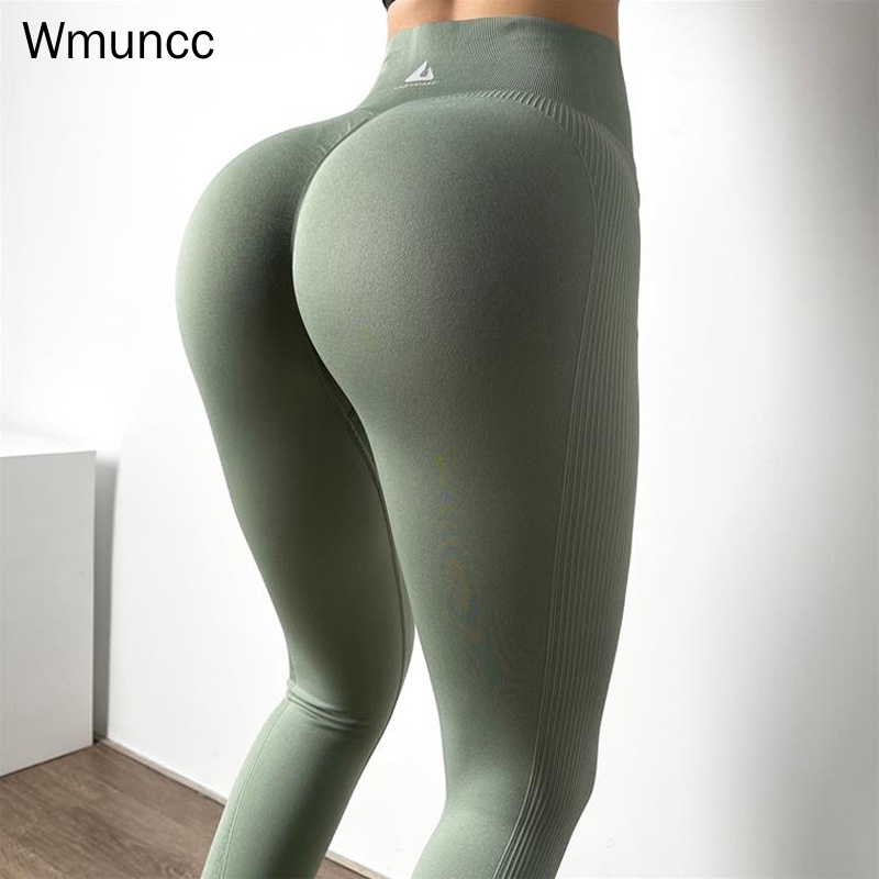 Wmuncc Legging Bumbum Women High Waist Fitness Sem Costura Ginásio Sexy Calça Esportiva Nylon + Spandex