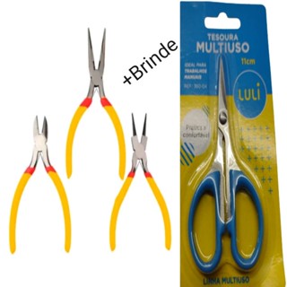 kit 3 Alicate Para Bijuterias + Tesoura Multiuso