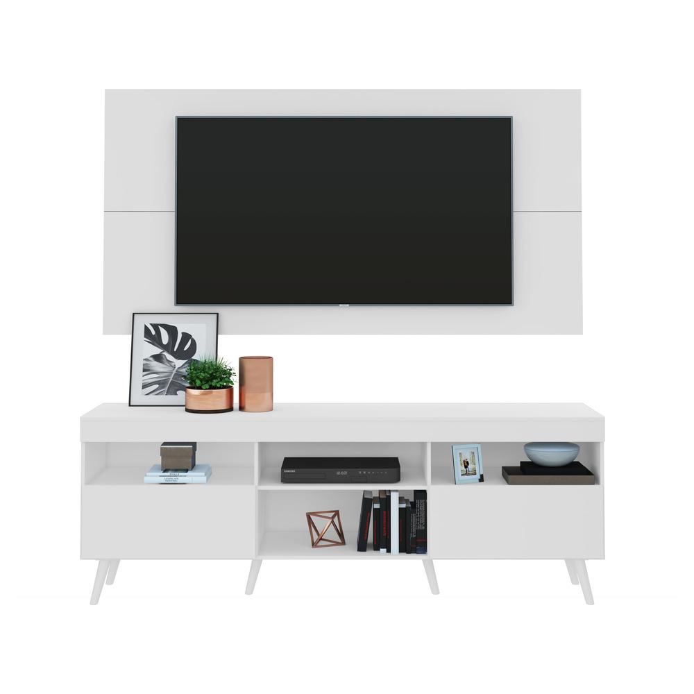 Rack Retrô com Painel para TV até 65" Multimóveis Flórida FG3133 Branco em Oferta na Shopee