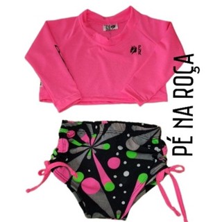 Cropped infantil e juvenil com calcinha short proteção solar Pé na Roça Cia Country